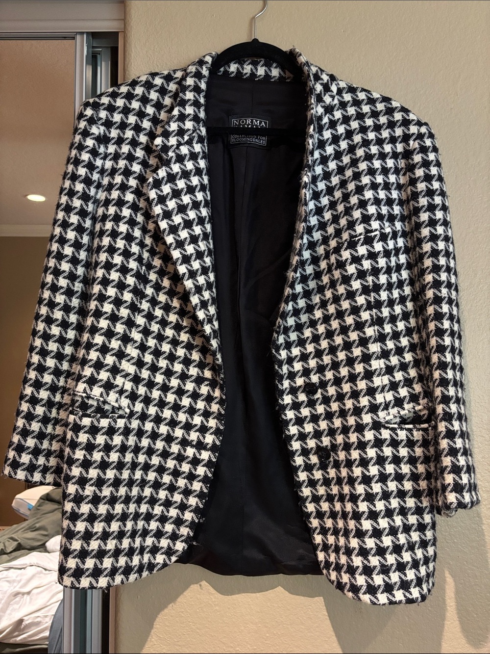 Norma Kamali Black and White Houndstooth Blazer